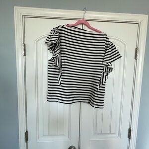 Free Assembly 2X Black and White Striped Shirt